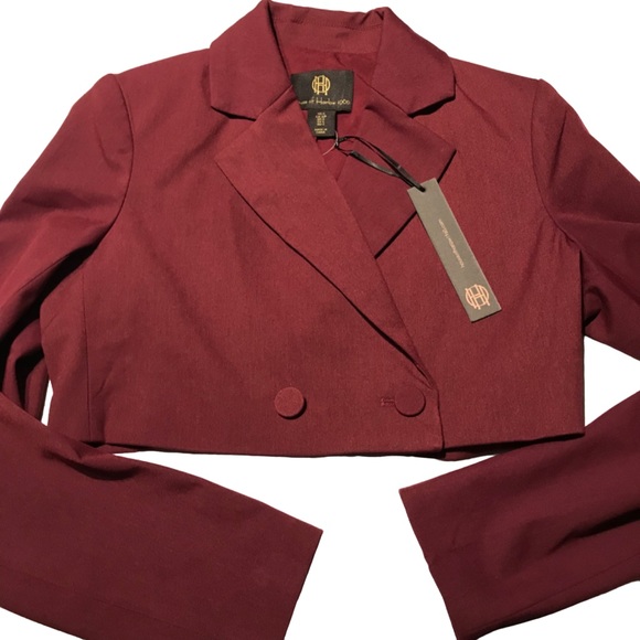 House of Harlow 1960 Jackets & Blazers - House of Harlow 1960 Cropped Blazer in Deep Burgundy